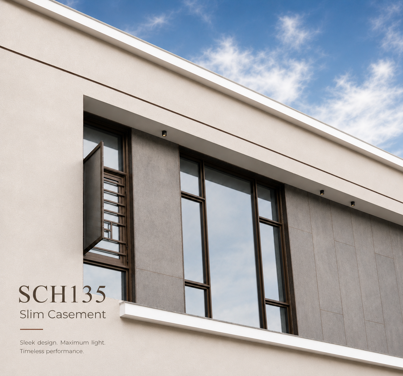 Close-up detail of Schön ultra-slim aluminium profile — elegant 16mm frame precision engineering